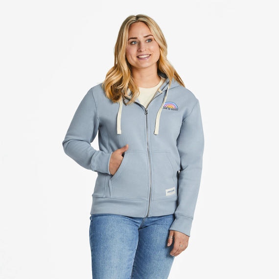 Life Is Good Women's LIG Golden Landscape Simply True Fleece Zip Hoodie - Stone Blue