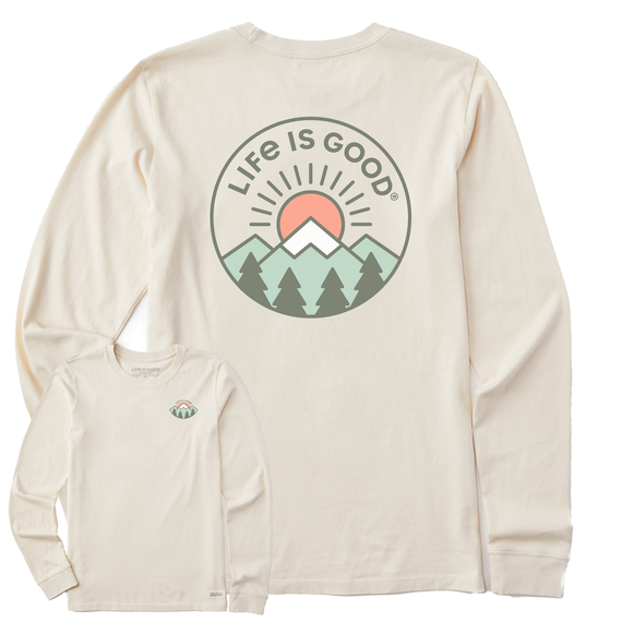 Life Is Good Women's Lig Mountain Sunrise Long Sleeve Crusher Tee Putty white