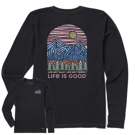 Life Is Good Women's Life Isn't Easy Long Sleeve Crusher-lite Tee Jet black