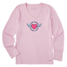 Life Is Good Women's Love More Heart Wings Long-Sleeve Crusher-LITE Vee - Seashell Pink Seashell Pink