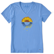 Life Is Good Women's Macro-Micro Sunflower Bike Ride Cusher Vee - Cornflower Blue Cornflower Blue