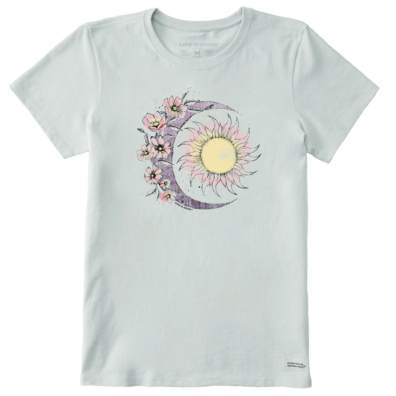 Life Is Good Women's Moon Flower Short Sleeve Tee Fog gray