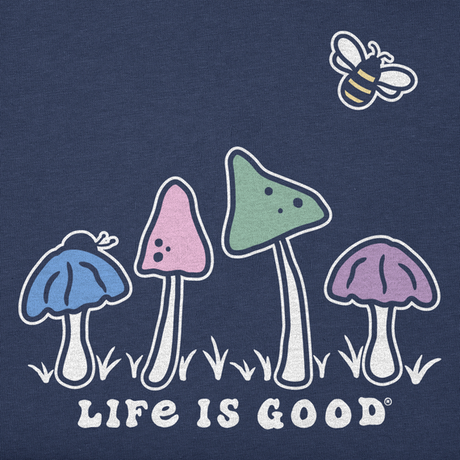 Life Is Good Women's Mushroom Retro Scene Long-Sleeve Crusher Tee - Darkest Blue