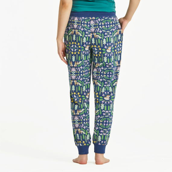 Life Is Good Women's Nordic Fox Pattern Snuggle Up Sleep Jogger - Darkest Blue