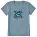 Life Is Good Women's Peace Love Dogs Crusher Vee Smoky blue