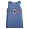 Life Is Good Women's Peace Sign Flower Crusher Tank - Vintage Blue Vintage Blue