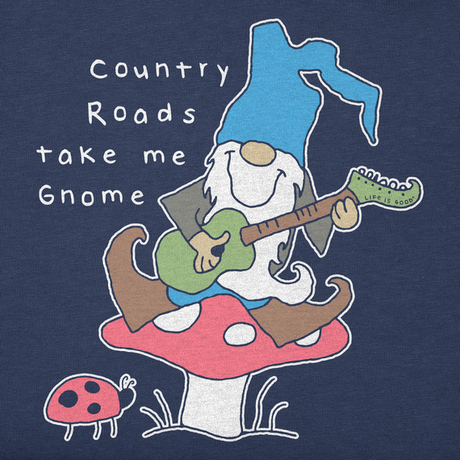 Life Is Good Women's Quirky Gnome Country Roads Cusher-LITE Tee - Darkest Blue Darkest Blue