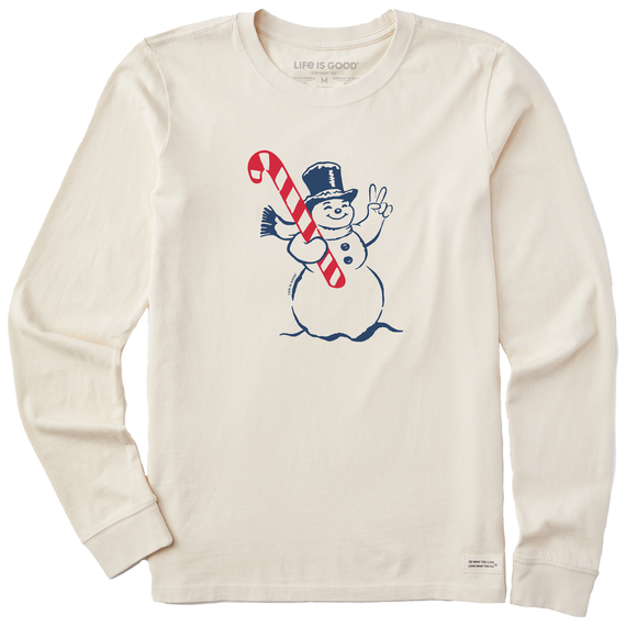 Life Is Good Women's Retro Peace Snowman Long-Sleeve Crusher Tee - Putty White Putty White