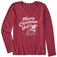 Life Is Good Women's Santa Merry Christmas Y'all Long-Sleeve Crusher Vee - Cranberry Red Cranberry Red