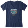 Life Is Good Women's Scenic Heart Love is Everywhere Short-Sleeve Crusher Vee - Darkest Blue Darkest Blue