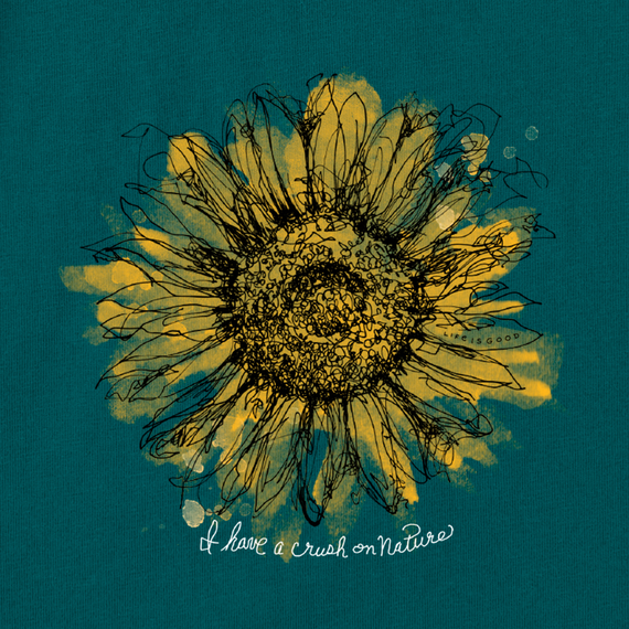 Life Is Good Women's Scribbled Sunflower Crusher Tee