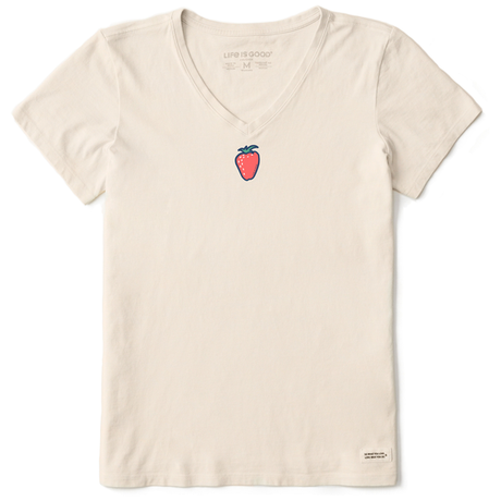 Life Is Good Women's Simple Strawberry Crusher-LITE Short-Sleeve Vee - Putty White Putty White