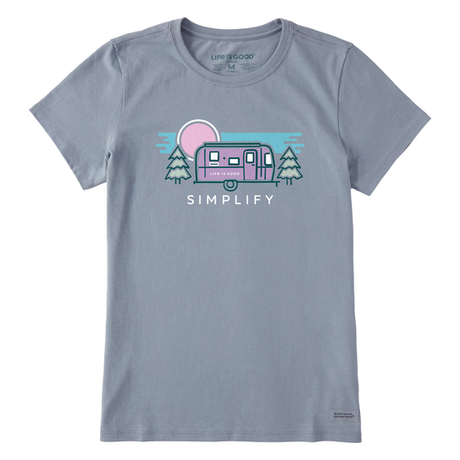 Life Is Good Women's Simplify Camper Short-Sleeve Crusher-LITE Tee - Stone Blue Stone Blue