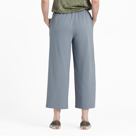 Life Is Good Women's Solid Crusher-FLEX Crop Pant - Stone Blue
