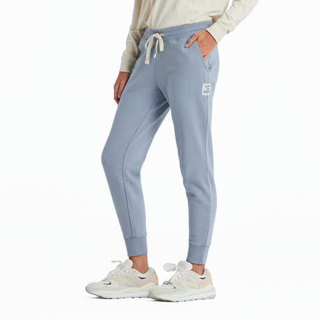 Life Is Good Women's Solid Simiply True Fleece Jogger - Stone Blue Stone Blue