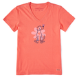 Life Is Good Women's Spring Daisy Dog Short-Sleeve Crusher Vee - Mango Orange Mango Orange