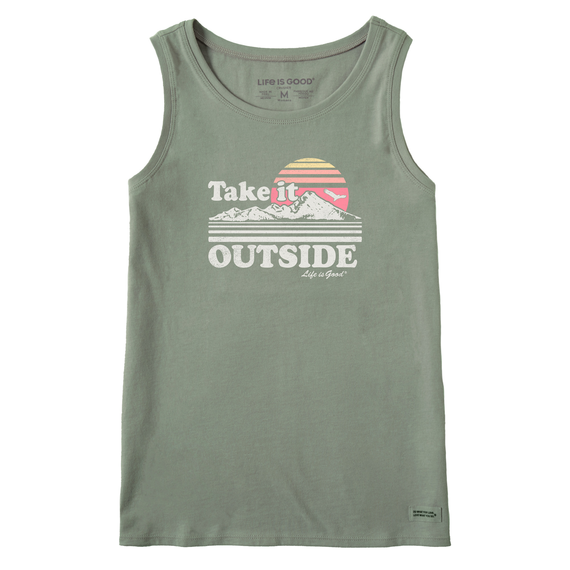 Life Is Good Women's Take It Outside Retro Crusher Tank - Moss Green Moss Green