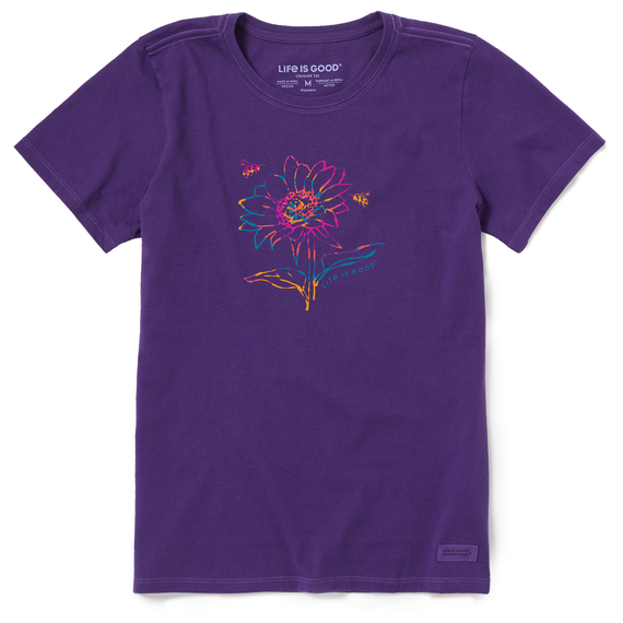 Life Is Good Women's Tie Dye Sunflower Bees Short-Sleeve Crusher-LITE Tee - Deep Purple Deep Purple