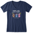 Life Is Good Women's Tiki Drinks Well Short-Sleeve Crusher-LITE Vee - Darkest Blue Darkest Blue