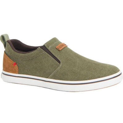 XTRATUF Men's Canvas Sharkbyte Deck Shoe - Olive Olive / Medium