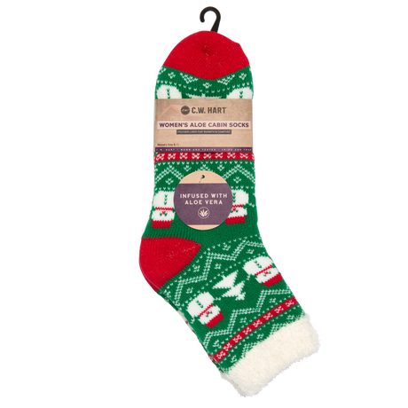 C.W. Hart Cozy Cabin Xmas Snowman Sock With Aloe - Red/Green/White Red/Green/White