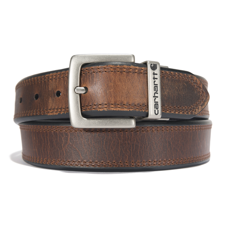 Carhartt Men's Oil Finish Leather Reversible Belt Brown/Black with Nickel Roller Finish