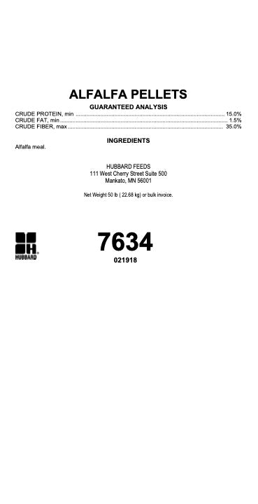Hubbard Feeds Alfalfa Dehydrated Pellets