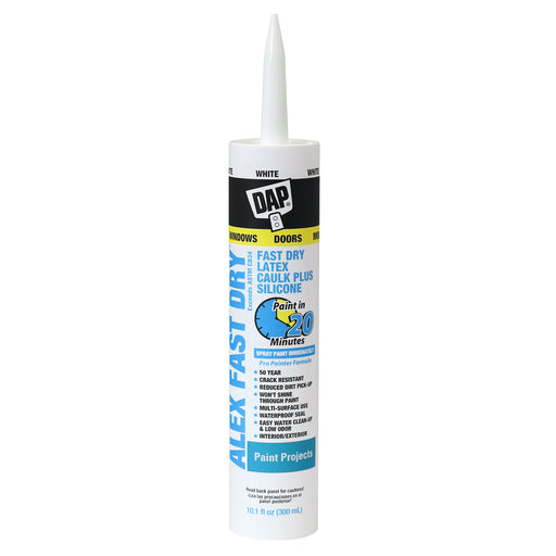 Dap Inc. ALEX FAST DRY Acrylic Latex Caulk Plus Silicone - White 10.1 oz. / White