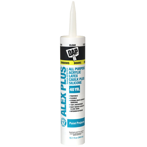 DAP Inc. ALEX PLUS All Purpose Acrylic Latex Caulk Plus Silicone - Clear Clear