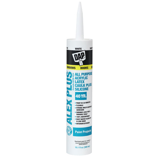 DAP Inc. ALEX PLUS All Purpose Acrylic Latex Caulk Plus Silicone - White White