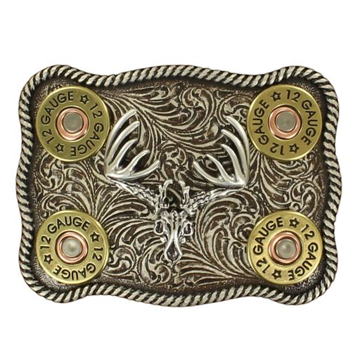 Nocona Rectangle Shotgun Shell Deer Skull Belt Buckle