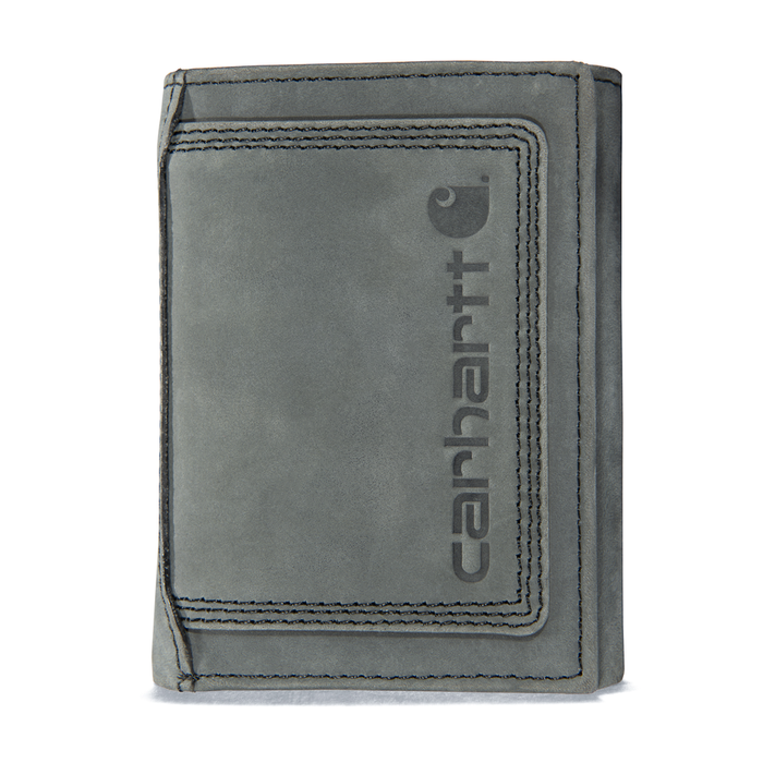 Carhartt Detroit Triple-Stitched Trifold Leather Wallet Gravel