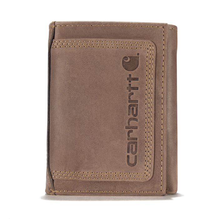 Carhartt Detroit Triple-Stitched Trifold Leather Wallet Brown