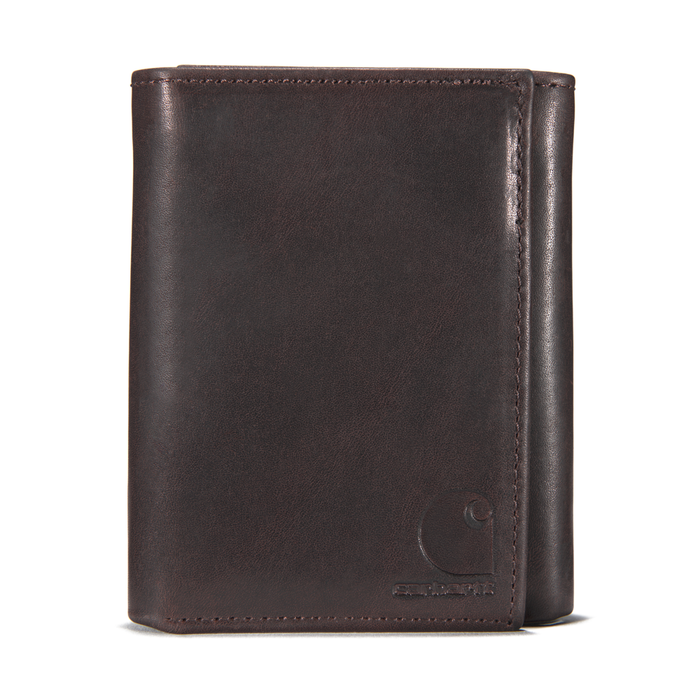 Carhartt Oil Tan Trifold Leather Wallet Dark Brown