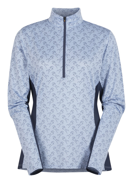 Kerrits Equestrian Apparel Aire Ice Fil Long Sleeve Zip Shirt - Print Oxford Etched Horse