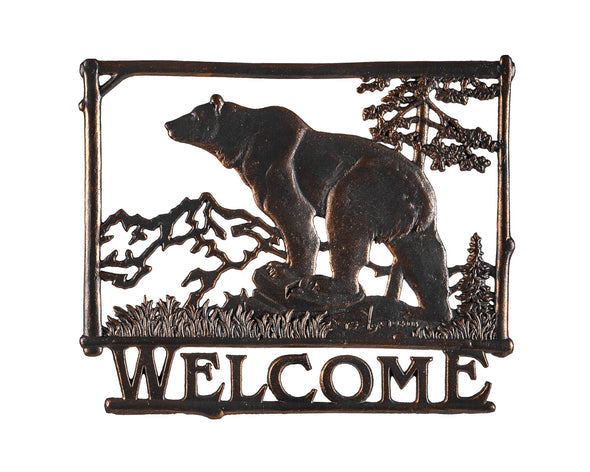 Painted Sky Designs Welcome Sign Metal Bear