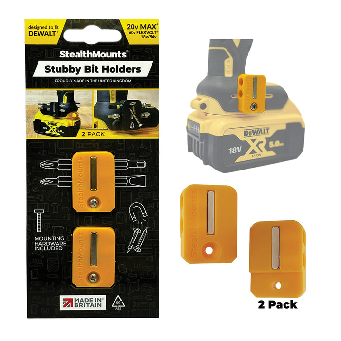 StealthMounts Stubby Magnetic Bit Holder For Dewalt XR & Flaxvolt Tools - Yellow Yellow / 3PK