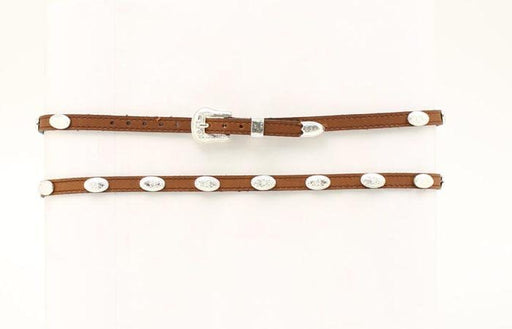 M&F Western Products Oval Conchos Leather Hatband - Medium Brown Medium Brown w/ Silver