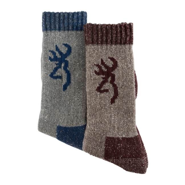 Browning Poplar Sock - 2 Pack Heather Blue & Heather Maroon