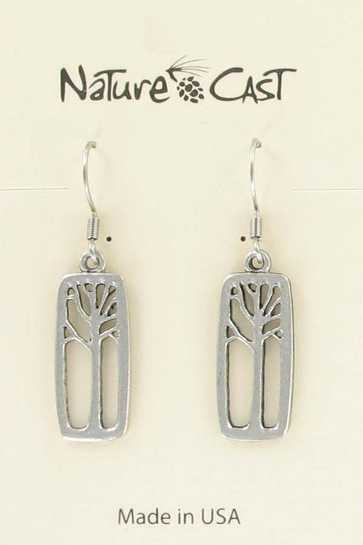 Nature Cast Metalworks Tree In Rectangle Dangle Earring