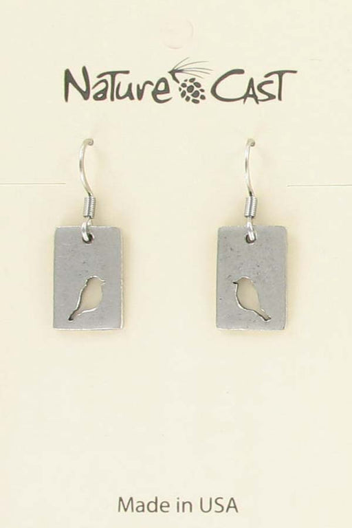Nature Cast Metalworks Cutout Bird In Rectangle Dangle Earring Sterling silver