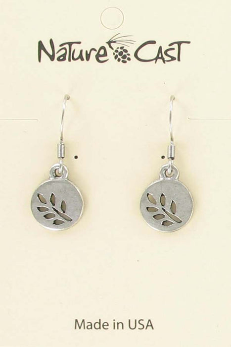 Nature Cast Metalworks Small Circle With Cut Out Branch Dangle Earring Silver