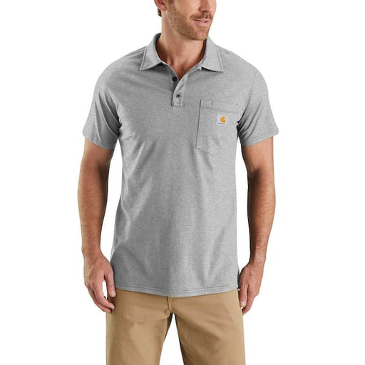 Carhartt Men's Force Relaxed Fit Medium Weight Short-Sleeved Pocket Polo Heather Gray