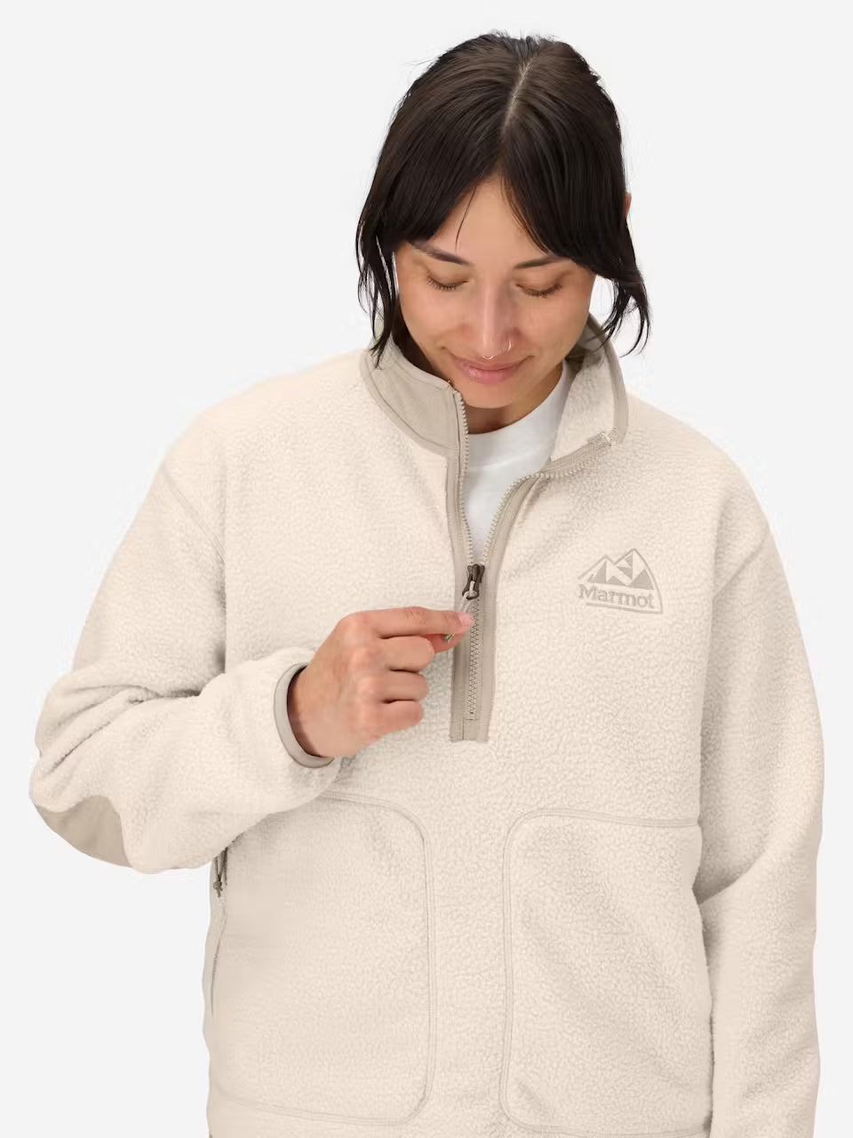 Marmot Womens Wanderer High Pile Fleece Pullover Birch bark