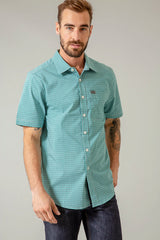 Kimes Ranch Men's Chute Mini Check Dress Shirt Teal