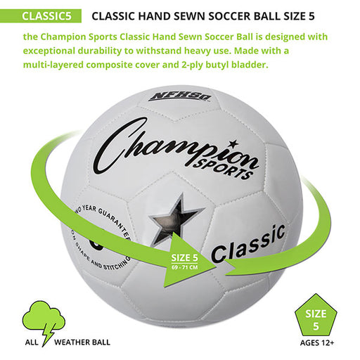 Champion Sports Classic Soccer Ball White/black