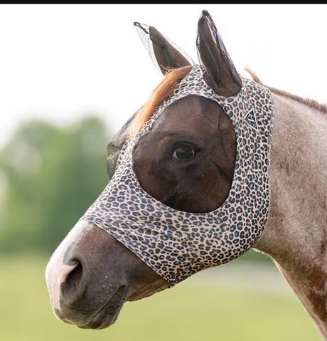 Professional Choice Comfort Fit Lycra Fly Mask with Ears- Cheetah / Cheetah