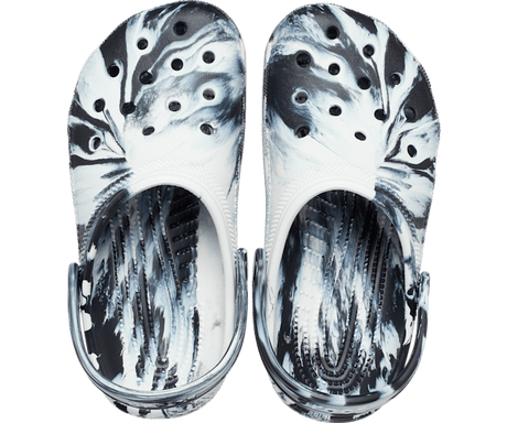 Crocs Kids' Classic Marbled Clog - Black/White Black/White