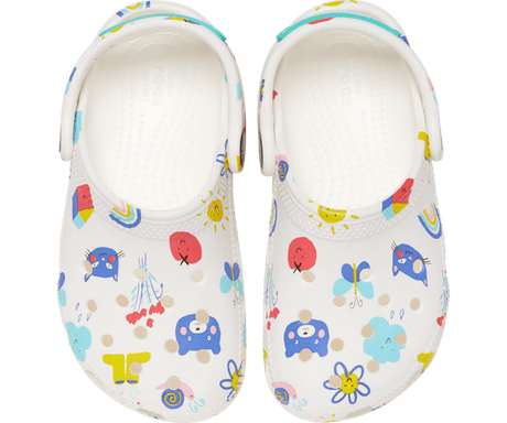 Crocs Toddler Classic Doodle Print Clog - White/Multi White/Multi