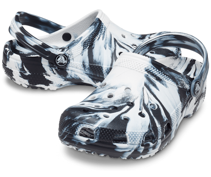 Crocs Kids' Classic Marbled Clog - Black/White Black/White